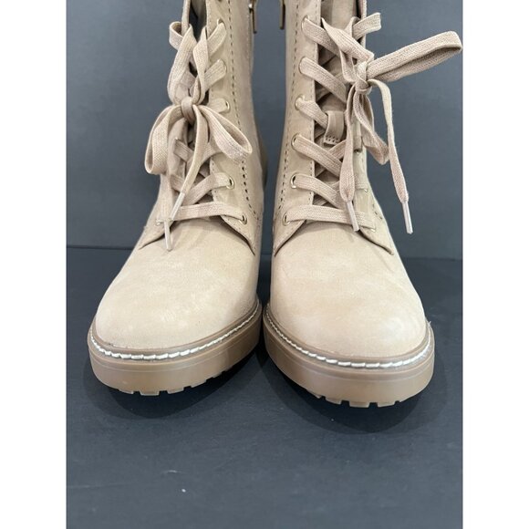 Naturalizer Callie Lace Up Ankle Boots Chunky Heel 9M Beige Suede Utility Combat - Picture 6 of 8